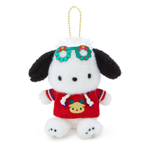 日本Sanrio正品PC狗Pochacco 聖誕節毛絨公仔匙扣包掛件