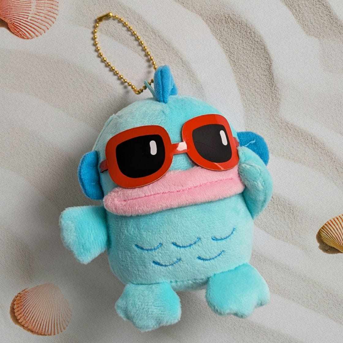 日本Sanrio正品Hangyodon海怪醜魚 毛絨公仔匙扣包掛件(太陽眼鏡)