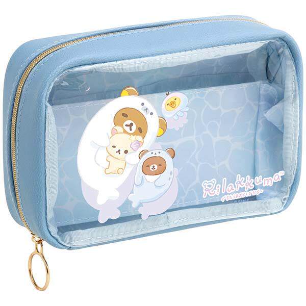 日本SanX正品Rilakkuma鬆弛熊 手拿包化妝包收納包(海洋)