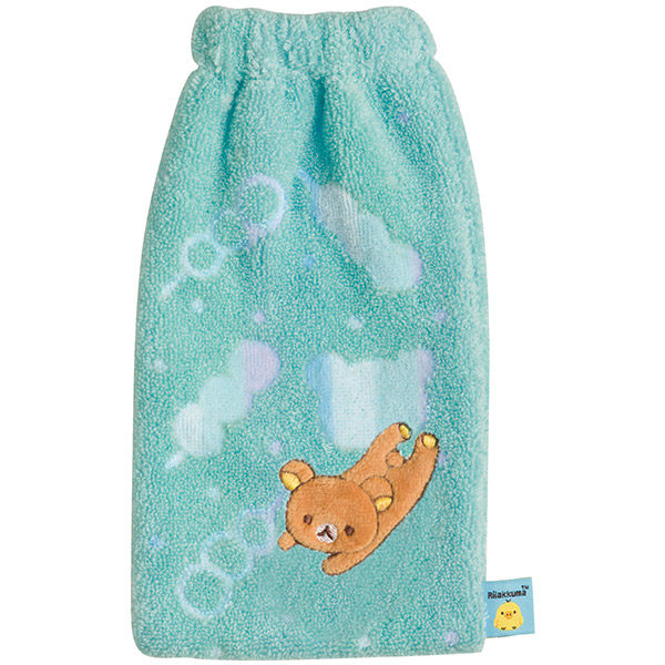 日本SanX正品Rilakkuma鬆弛熊 啡熊毛巾水壺袋水壺套(藍綠)