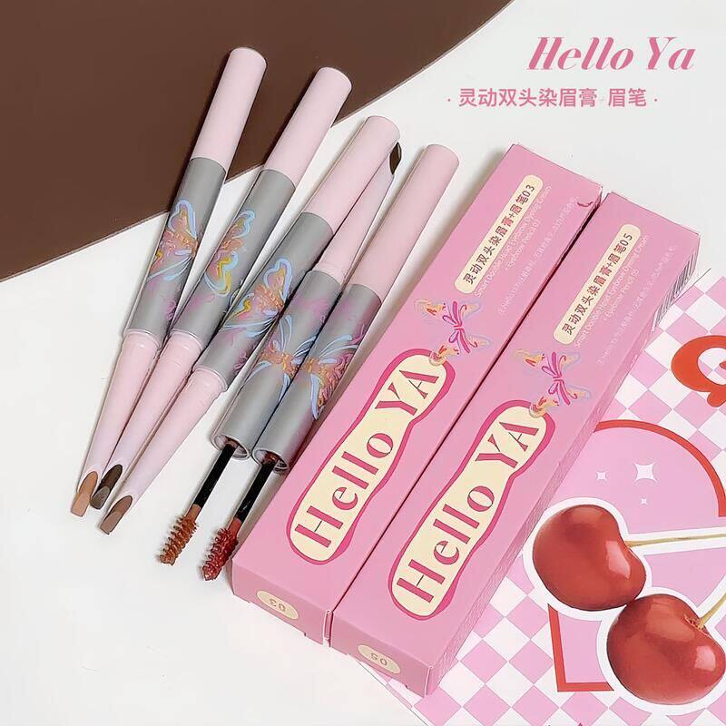 ya灵动Hello眉笔防水不染眉膏眉二合一晕染防汗 自然持久双头野生