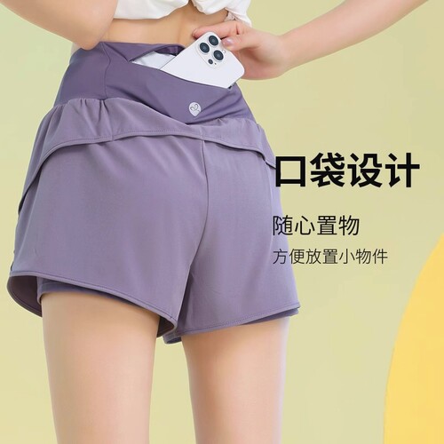 法国轻奢后口袋运动短裤女速干夏季专业训练健身三分裤防走光跑步