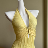 omom新款 立体褶皱条纹连体大三角泳衣高腰显瘦度假游泳装 4068