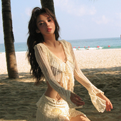 比基尼分体泳衣四件套性感小胸沙滩海边度假泳装 omom 治愈系