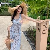 三件套泳装 omom2026新款 海边度假比基尼泳衣针织网眼镂空长罩衫