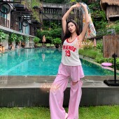 复古背心长裤 omom2026年新款 甜酷少女bikini美式 四件套沙滩泳衣