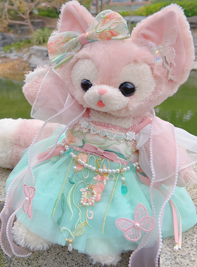 中秋玲娜贝儿娃衣手作仙气汉服绿色蝶恋花连衣裙S码Linabell着替