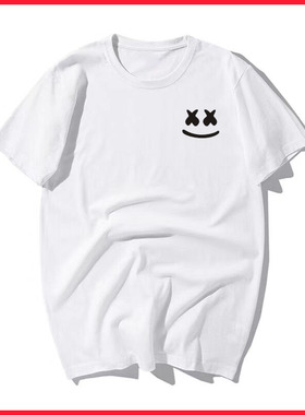 Marshmello短袖T恤 男女半袖百大DJ同款电音棉花糖纯棉上宽松衣服