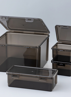 长方形透明塑料小盒子首饰文玩手串吧唧印章带盖避光收纳盒储物盒