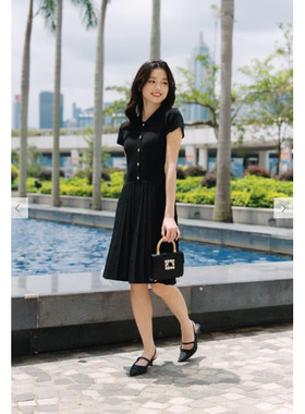 香港ALESHIA正品代购知性美POLO领针织连衣裙Helen