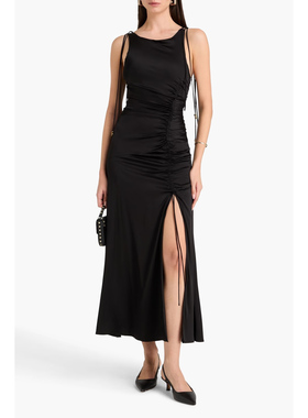 ganni正品代购过季款小性感皱皱修身高贵连衣裙41200