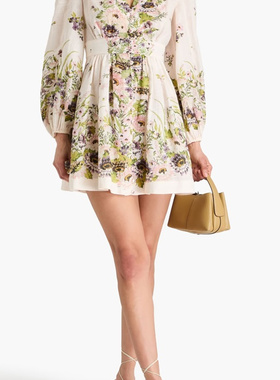 ZIMMERMANN正品代购过季款复古风公主肩碎花亚麻连衣裙87955