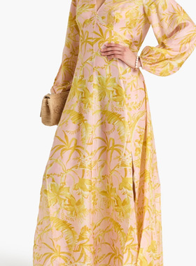 ZIMMERMANN正品代购过季款油画花花泡泡袖气质真丝连衣长裙94508