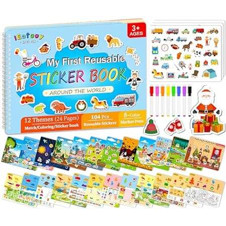 iGetooy Reusable Sticker Books for Toddlers 1-3， Preschoo