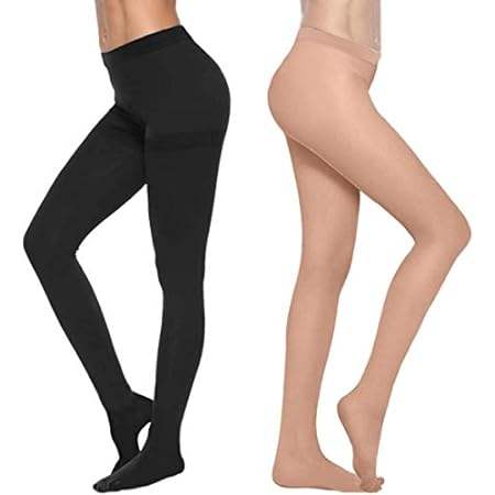 2 Pairs Compression Pantyhose 20-30 mmHg Closed Toe Opaqu