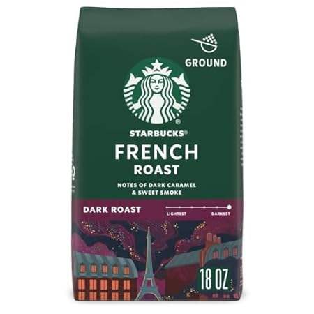 Starbucks French Roast Dark Roast Ground Coffee， 18 Ounce