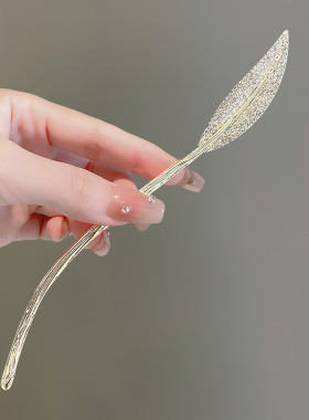 简约复古风树叶发簪女古风盘发簪子简约现代发饰高级感汉服丸子头