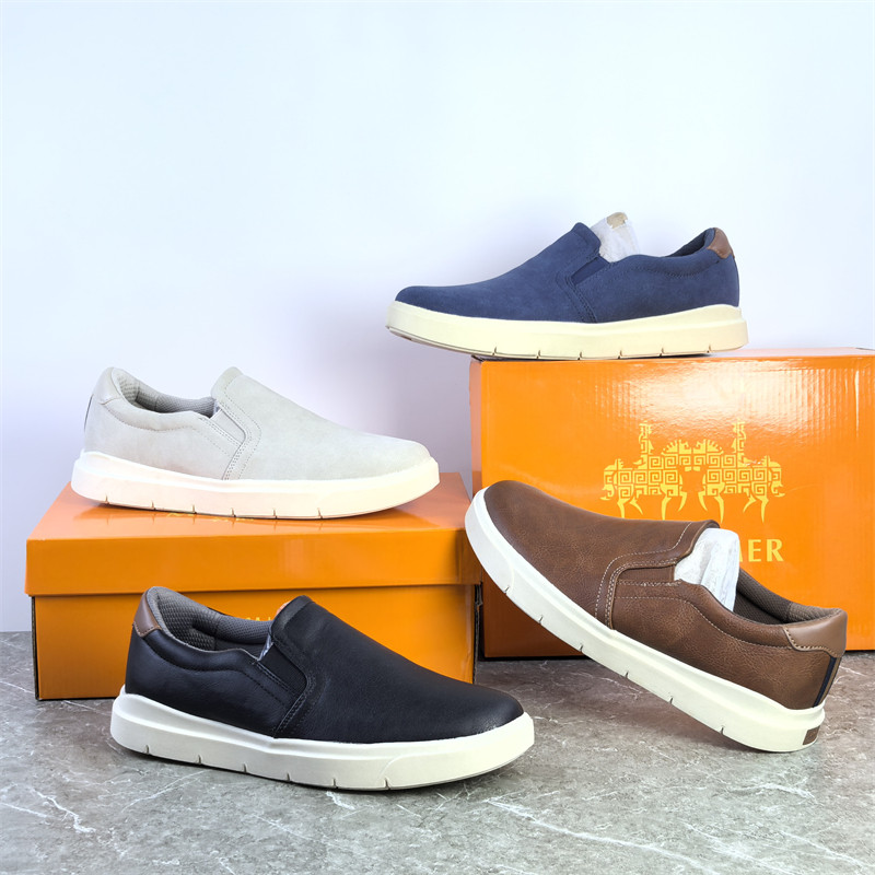 出英国单百搭运动鞋男鞋革面拼接一脚蹬乐福鞋耐磨防滑舒适休闲鞋