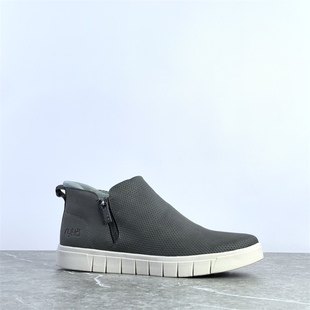 耐磨防滑厚底板鞋 革面拼接侧拉链休闲鞋 女鞋 出美单中帮运动鞋