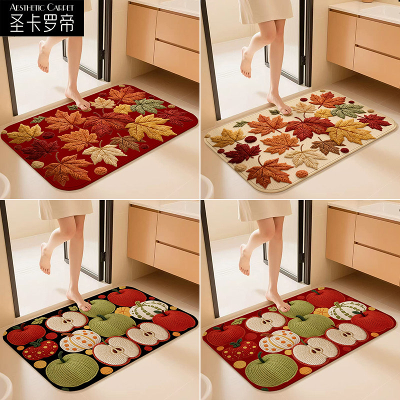 仿亚麻编织浴室防滑吸水垫入户门口地垫卫生间速干地毯耐磨踩脚垫