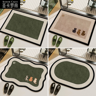 卡通仿亚麻吸水垫家用入户门垫卫生间浴室防滑踩脚垫玄关门厅地垫