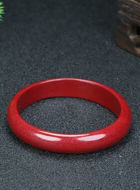 高含量原矿朱砂手镯女款叮当镯心经镯子紫金砂红色圆条本命年手镯