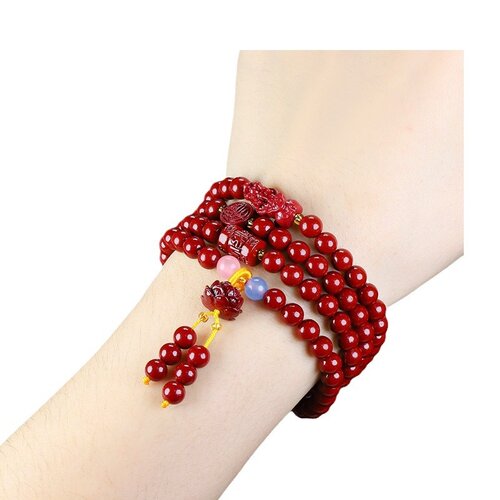 【供应链】天然朱砂108颗佛珠手串手工串珠感紫金砂手链