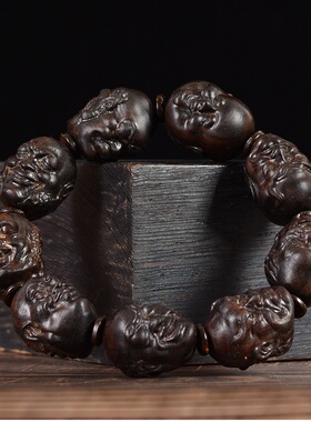 沉贵宝精雕十八罗汉手串沉水香木老料佛珠文玩男女款手链