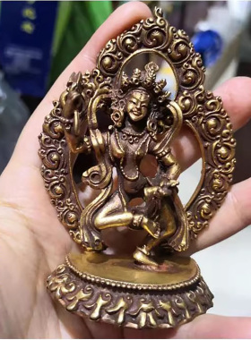 尼泊尔纯铜小佛像 3寸 玛吉拉准 玛吉拉尊佛母 劳准玛 空行母