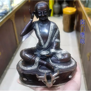 密勒日巴 约高20cm 尼泊尔纯铜佛像摆件 米拉日巴 米勒日巴 7寸