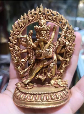 3寸胜乐金刚 尼泊尔进口纯铜鎏金佛像 上乐金刚 高约9cm