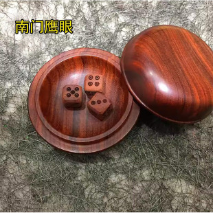 精工制作非洲紫檀木骰子 吉祥天母骰子色子  紫檀红木盒子骰子