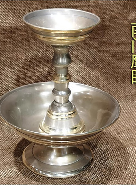 双层高约14公分 尼泊尔进口青铜护法杯 双层护法供杯 圣杯