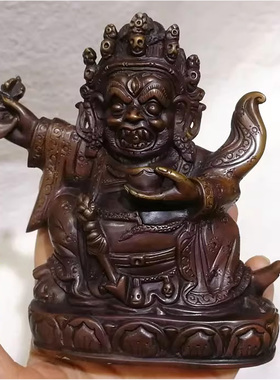 5寸紫铜黑袍金刚 尼泊尔纯铜佛像二臂玛哈嘎拉 金刚大黑天 黑金刚