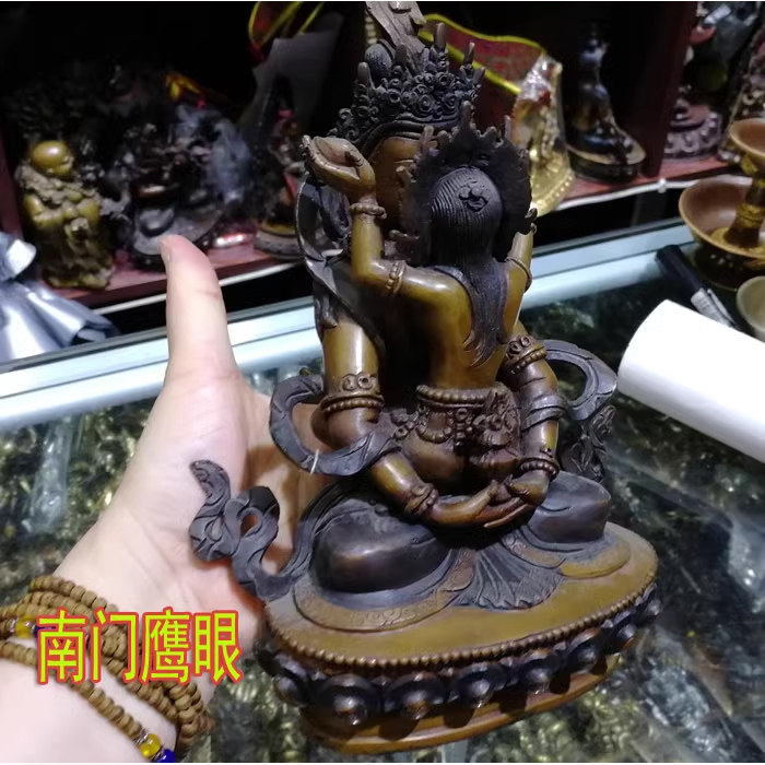 7寸 长寿佛双身法相 尼泊尔纯铜佛像 双身长寿佛 约高22cm