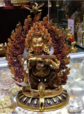 7寸红棒玛哈嘎拉 尼泊尔进口纯铜佛像 金刚大黑天 喜金刚不共护法