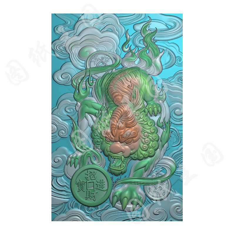 J0229铜钱貔貅jdp精雕图bmp灰度图玉雕木雕石雕牙雕机雕浮雕图纸