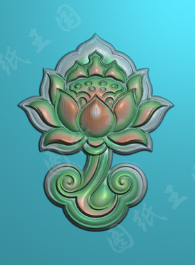 J0118莲花纹无事牌jdp精雕图荷花bmp灰度图玉雕木雕机雕浮雕图纸