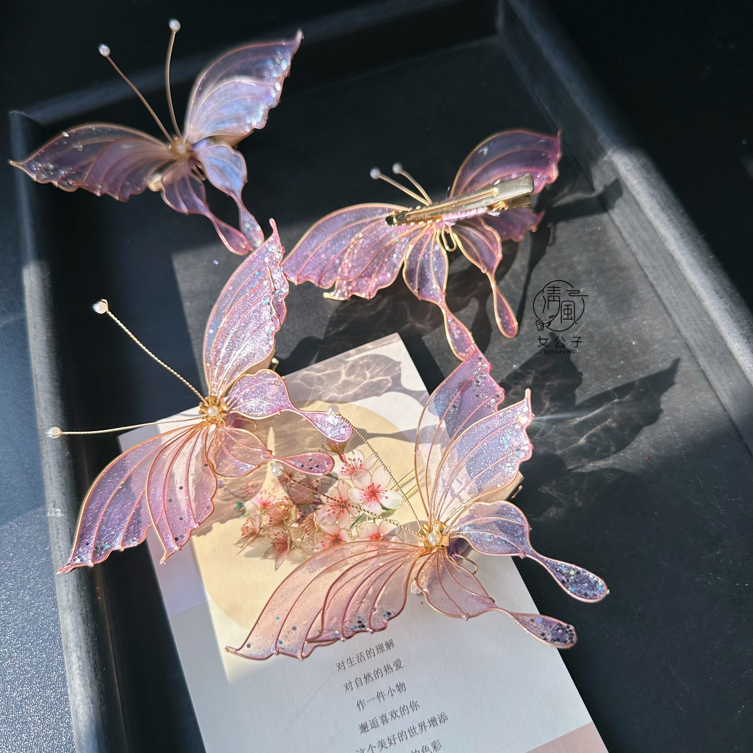 清风女公子原创设计造花液发夹边夹发饰配饰