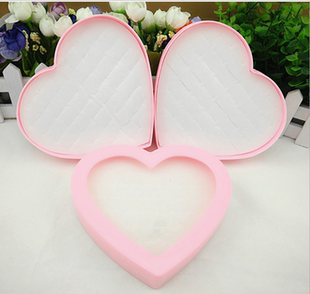 耳钉配件粉色桃心爱心礼盒塑料海绵戒指盒耳钉展示盒36孔12孔24孔