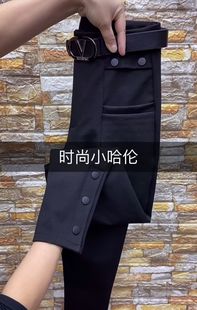 2026年春秋新款南韩棉单排扣小脚裤韩版休闲百搭显瘦南韩棉哈伦裤