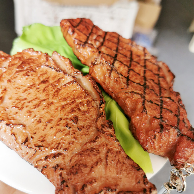 仿真牛排钥匙扣挂件饰品情侣