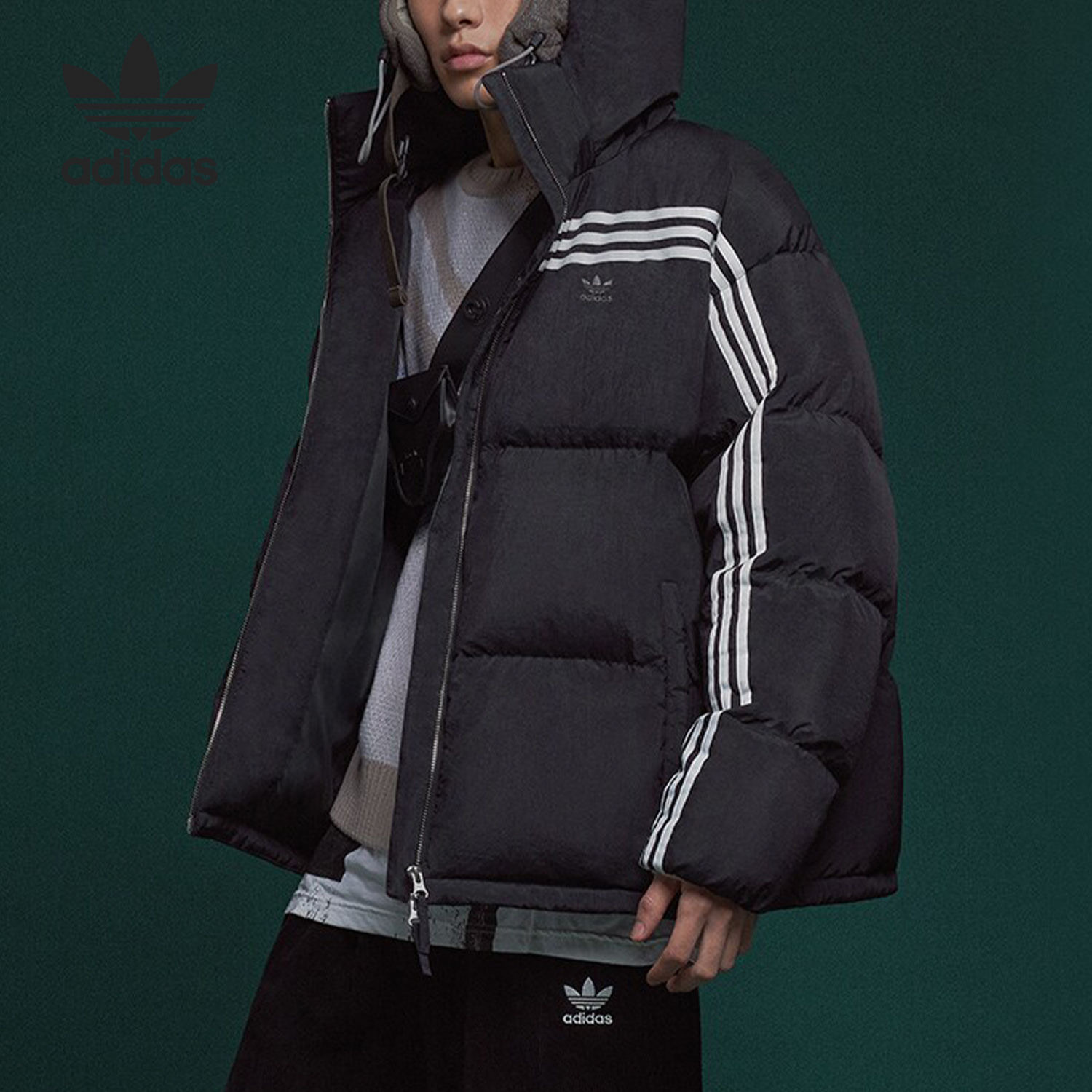 Adidas阿迪达斯DOWN GOOSE M9三叶草冬保暖运动休闲羽绒服IU4829
