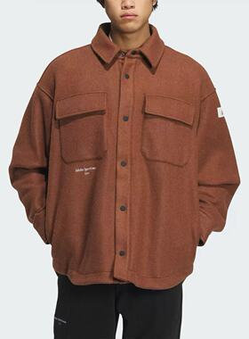 Adidas阿迪达斯ST WM SHIRT JKT男子加绒休闲翻领夹克外套 IP4970