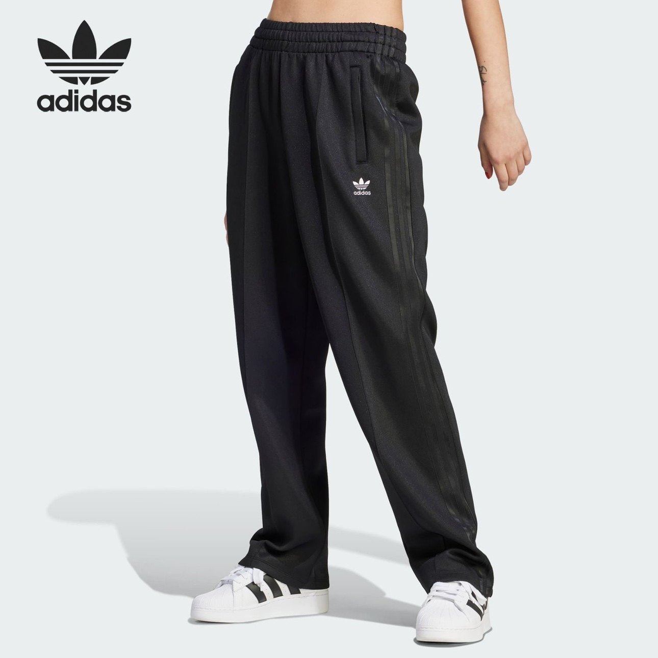 Adidas阿迪达斯SST TP女子时尚运动休闲宽松直筒阔腿长裤 IK6505,运动服/休闲服装,运动中长裤／短裤,淘宝优惠券,粉丝福利购,淘宝优惠卷