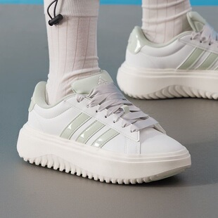 Adidas阿迪达斯GRAND COURT PLATFORM厚底增高复古休闲板鞋JR0705