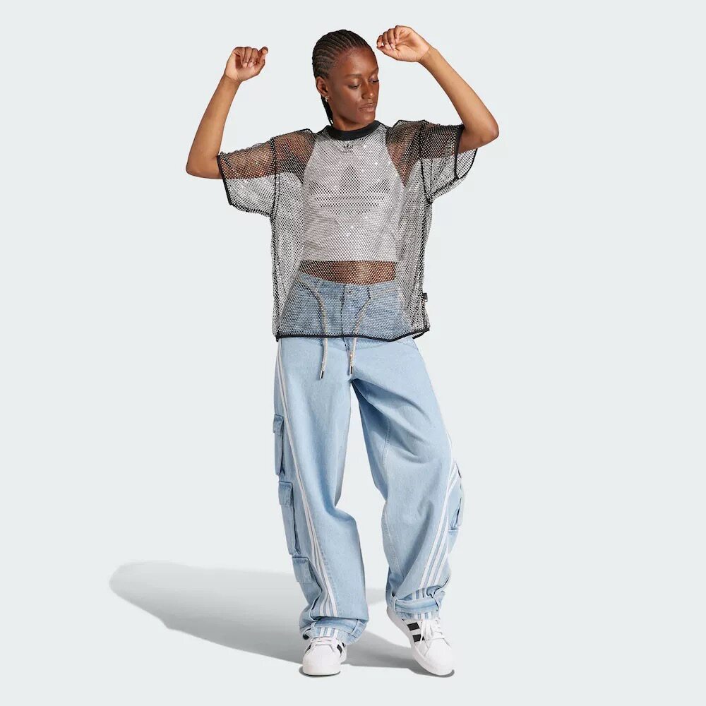 Adidas阿迪达斯RHINE STONE TEE女子时尚网眼运动短袖T恤 IW6205