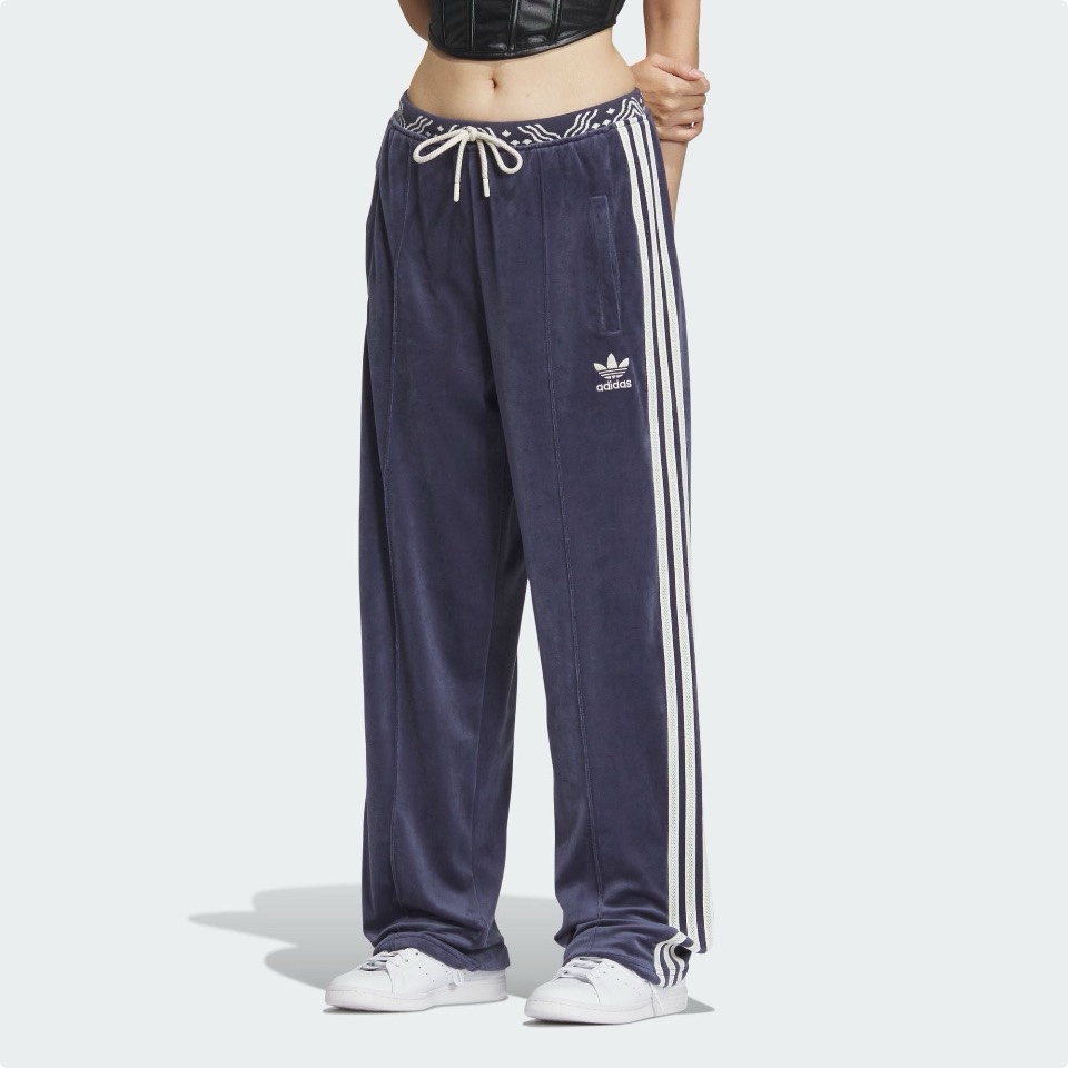 Adidas阿迪达斯VELOUR SST PANT女子复古丝绒宽松运动长裤 IX4231