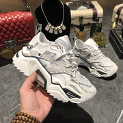 CK真皮老爹鞋女2021季新厚底休闲运动透气周柏豪同款ins超火潮鞋