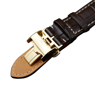 适用于浪琴表带男真皮L2L4名匠月相手表带蝴蝶扣皮带嘉岚瑰丽表链